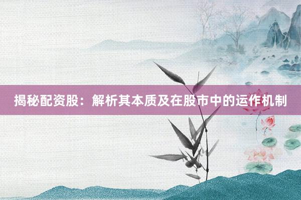 揭秘配资股：解析其本质及在股市中的运作机制