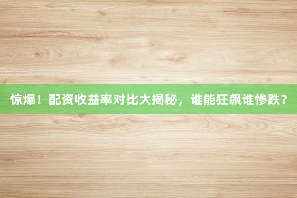 惊爆！配资收益率对比大揭秘，谁能狂飙谁惨跌？