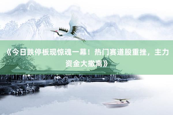 《今日跌停板现惊魂一幕！热门赛道股重挫，主力资金大撤离》