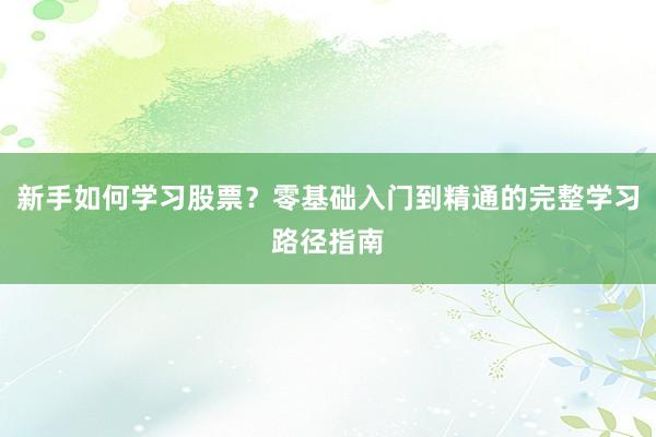 新手如何学习股票？零基础入门到精通的完整学习路径指南